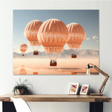 Coral Hot Air Ballon Monochromatic - Hot Air Balloon Canvas Wall Art