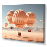 Coral Hot Air Ballon Monochromatic - Hot Air Balloon Canvas Wall Art