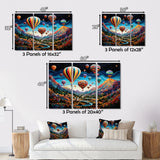 Teal Hot Air Ballon Mosaic - Hot Air Balloon Canvas Wall Art