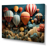 Red Hot Air Ballon Mosaic I - Hot Air Balloon Canvas Wall Art
