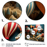 Red Hot Air Ballon Mosaic I - Hot Air Balloon Canvas Wall Art