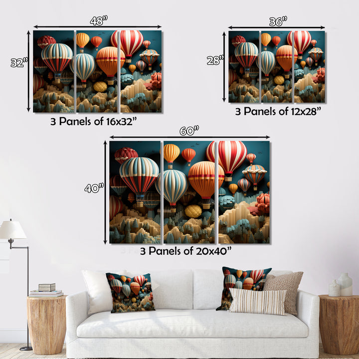 Red Hot Air Ballon Mosaic I - Hot Air Balloon Canvas Wall Art