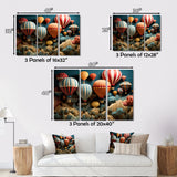 Red Hot Air Ballon Mosaic I - Hot Air Balloon Canvas Wall Art