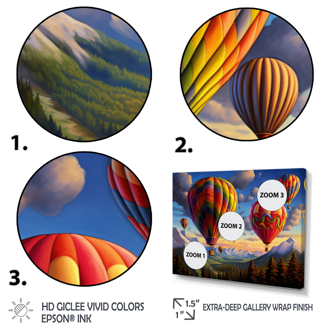 Colorful Hot Air Ballon Whimsical - Hot Air Balloon Canvas Wall Art
