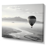 Grey Hot Air Balloon Monochrome - Hot Air Balloon Canvas Wall Art