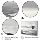 Grey Hot Air Balloon Monochrome - Hot Air Balloon Canvas Wall Art