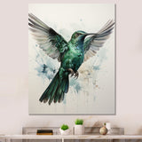 Teal Grey Hummingbird Enchanting Hum - Hummingbird Living Room Wall Art
