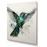 Teal Grey Hummingbird Enchanting Hum - Hummingbird Living Room Wall Art
