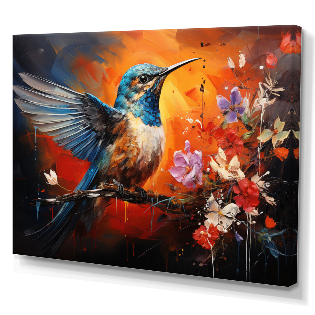 Teal Orange Hummingbird Enchanting Hum Collage - Hummingbird Bedroom Wall Art