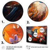 Teal Orange Hummingbird Enchanting Hum Collage - Hummingbird Bedroom Wall Art