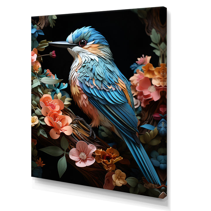 Teal Orange Hummingbird Enchanting Hum Pastoral - Hummingbird Canvas Wall Art