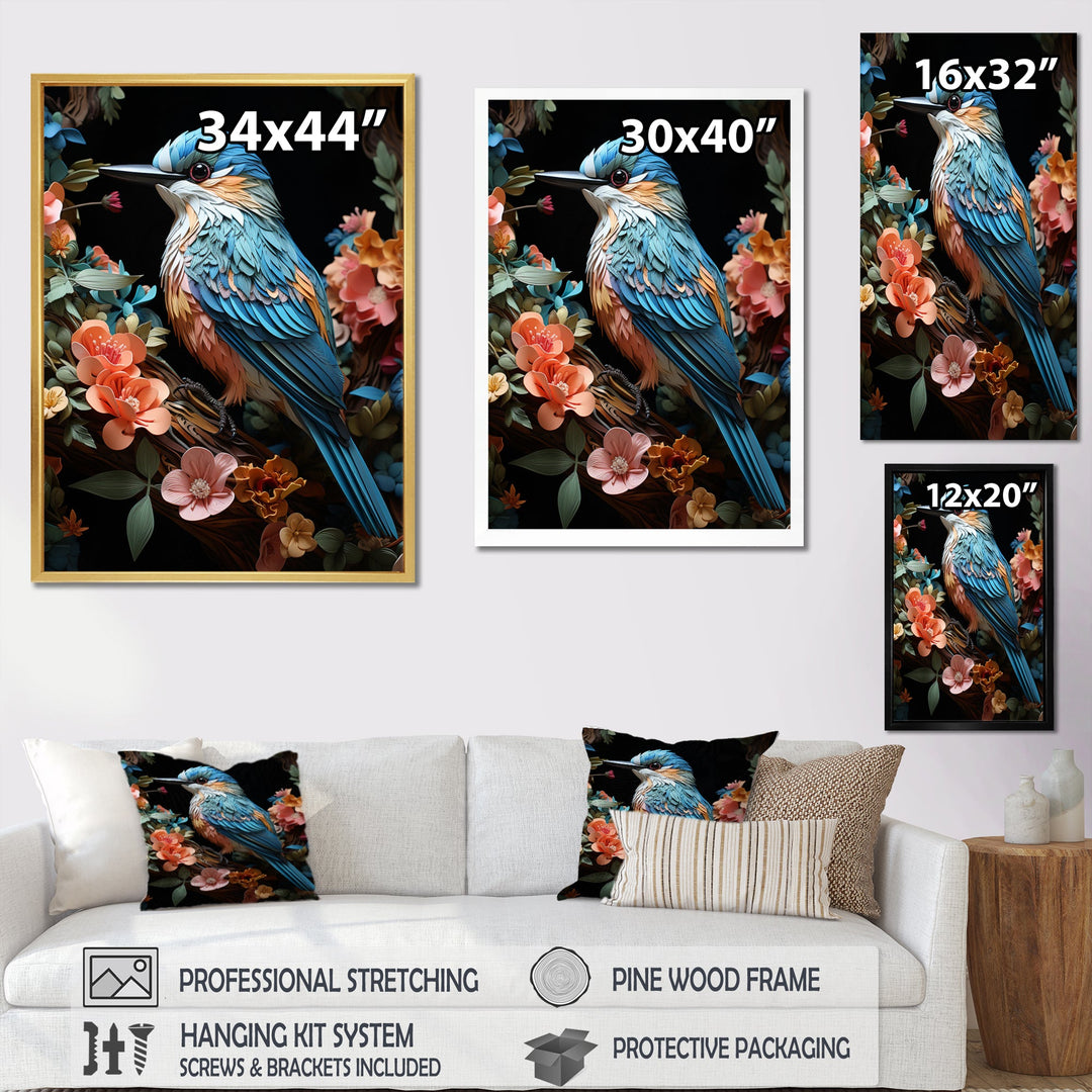 Teal Orange Hummingbird Enchanting Hum Pastoral - Hummingbird Canvas Wall Art
