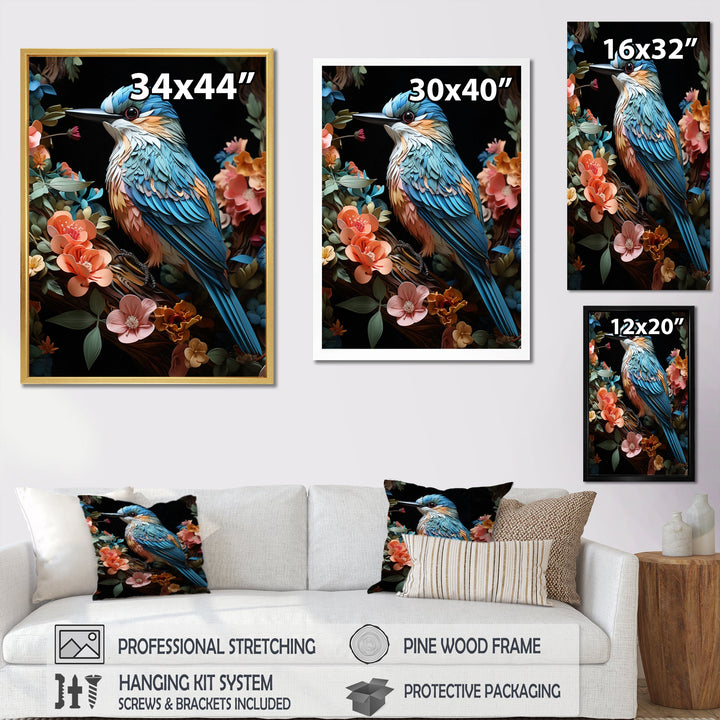 Teal Orange Hummingbird Enchanting Hum Pastoral - Hummingbird Canvas Wall Art