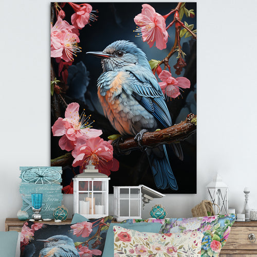 Blue Pink Hummingbird Enchanting Hum Pastoral - Hummingbird Wall Decor