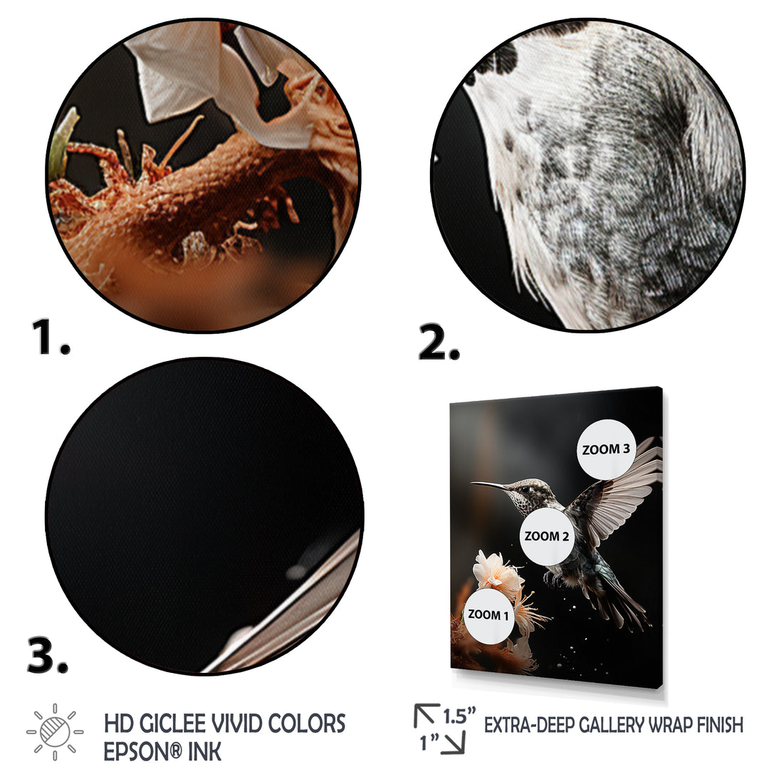Black White Hummingbird Energetic - Hummingbird Wall Decor