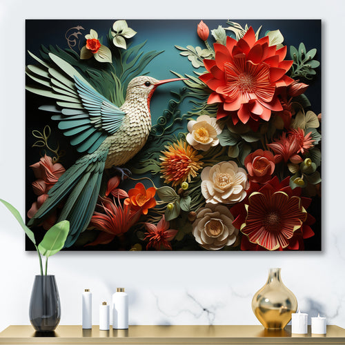 Coral Red Hummingbird Harmony - Hummingbird Wall Art Prints
