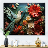 Coral Red Hummingbird Harmony - Hummingbird Wall Art Prints
