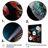 Teal Coral Hummingbird Portrait Vibrant - Teal Hummingbird Wall Art
