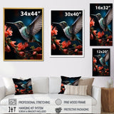 Teal Coral Hummingbird Portrait Vibrant - Teal Hummingbird Wall Art