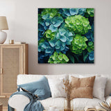 Green Blue Hydrangea Emerald Blooms - Floral Canvas Wall Art