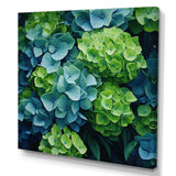 Green Blue Hydrangea Emerald Blooms - Floral Canvas Wall Art