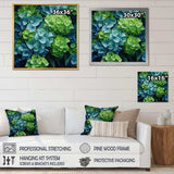 Green Blue Hydrangea Emerald Blooms - Floral Canvas Wall Art