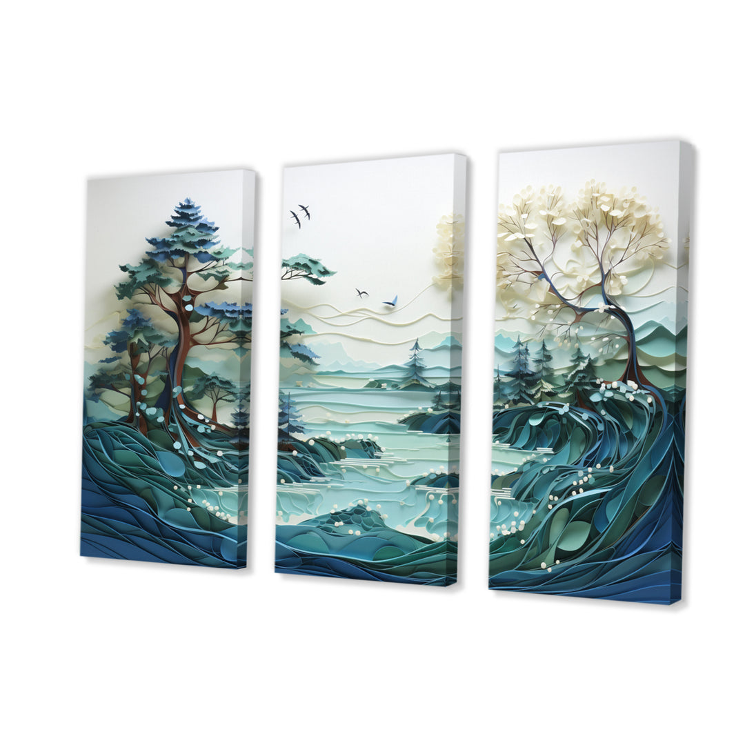 Teal White Iceberg Glacial Reflections - Multi-Panels