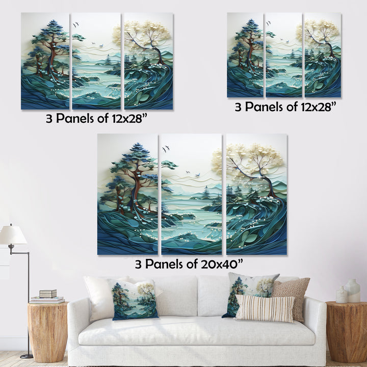 Teal White Iceberg Glacial Reflections - Split Panel Canvas Art
