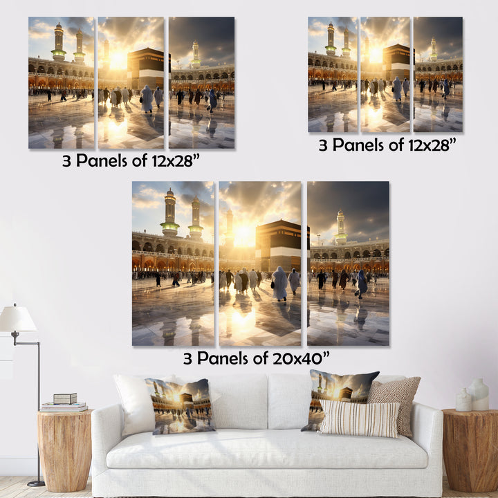 Islam Art Kaaba Reflection I - 3-Piece Canvas Wall Art