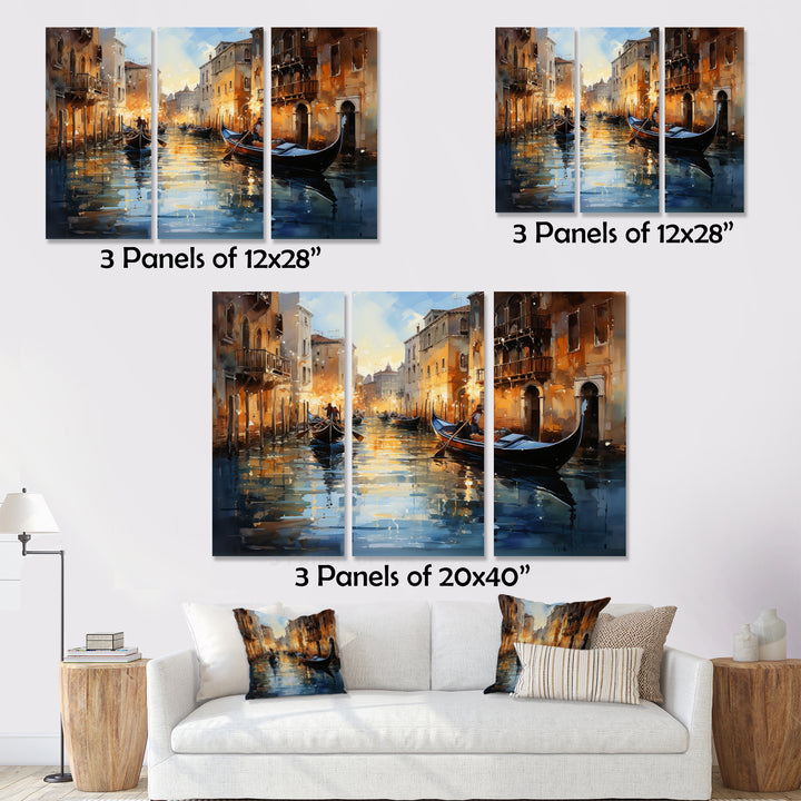 Italy Venetian Reflections I - 3-Piece Canvas Wall Art