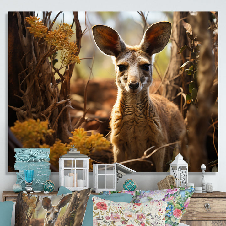 Kangaroo Portrait - Kangaroo Canvas Wall Art