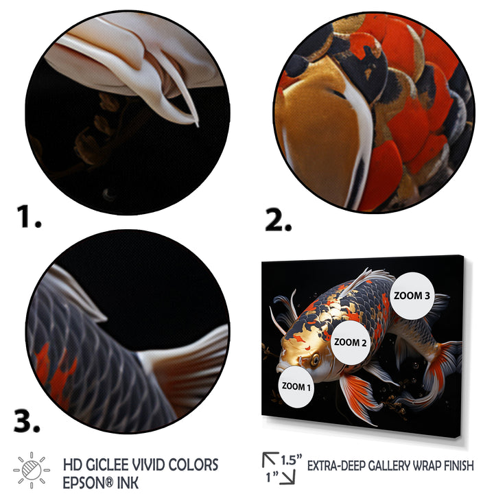 Orange Kois Fish Serene Reflections - Koi&