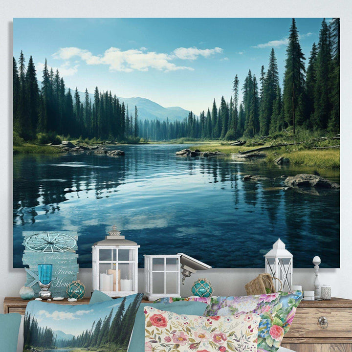 Green River Waters Reflection II - Landscapes Canvas Wall Art