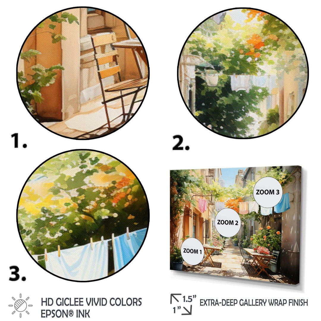 Laundry Day In Italy III - Illustration Canvas Wall Art
