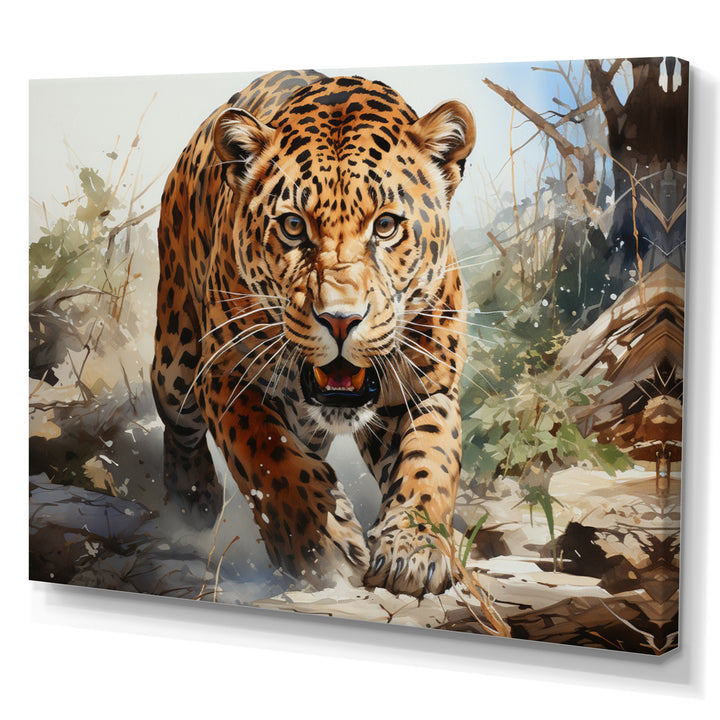 Leopard Silent Attack - Leopard Bedroom Wall Art