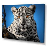 Blue Monochrome Leopard Portrait - Leopard Canvas Wall Art