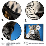 Blue Monochrome Leopard Portrait - Leopard Canvas Wall Art