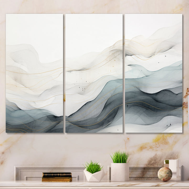 Blue Grey Line Art Conceptual Abstract II - Multi-Panels