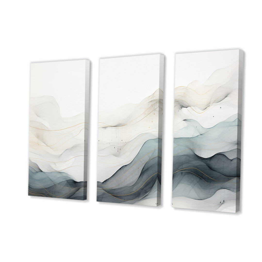 Blue Grey Line Art Conceptual Abstract II - Multi-Panels