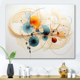 Teal Orange Line Art Conceptual Abstracts II - Abstract Canvas Wall Art