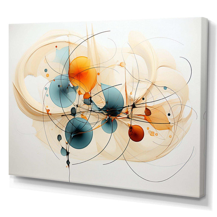 Teal Orange Line Art Conceptual Abstracts II - Abstract Canvas Wall Art