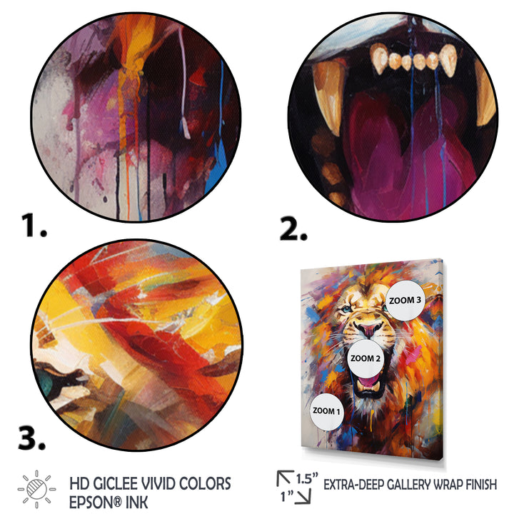 Abstract Roar Lion - Red Lion Wall Art
