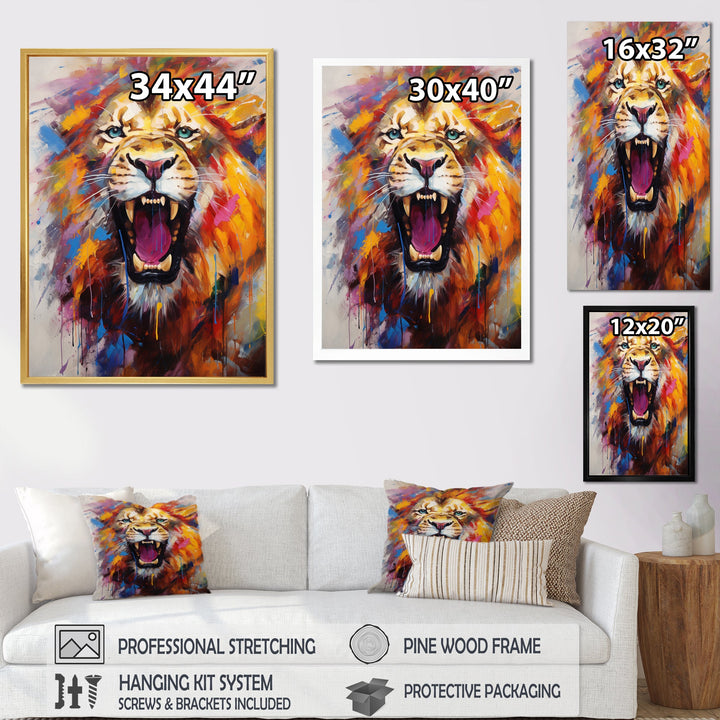 Abstract Roar Lion - Red Lion Wall Art