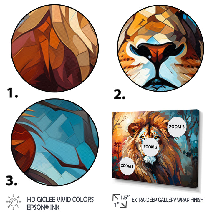 Lion Contemporary Pride Contemporary - Lion Large Canvas Wall Art