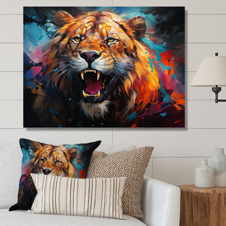 Lion Futuristic Wilderness Futurist - Lion Living Room Wall Art