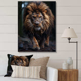 Black And White Lion Portrait Vibrant I - Animals Canvas Wall Art