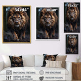 Black And White Lion Portrait Vibrant I - Animals Canvas Wall Art