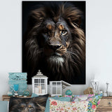 Black And White Lion Portrait Vibrant II - Animals Canvas Wall Art