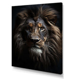 Black And White Lion Portrait Vibrant II - Animals Canvas Wall Art