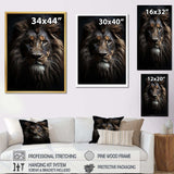 Black And White Lion Portrait Vibrant II - Animals Canvas Wall Art